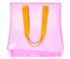 Trendy Beach Bag With Clear Strap, Trendy Beach Bags With Clear Strap, Trendy Pink Beach Bag For Shopping, Trendy Pink Beach Bag For Daily Use, Pink Rectangular Beach Bag For Beach Season, Pink Beach Bag With Adjustable Strap For Spring, Trendy Pink Beach Bag With Adjustable Strap, Casual Pink Plastic Bag, Casual Pink Plastic Bags