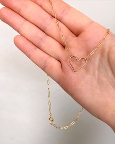 Open Heart Necklace Gold Paperclip Chain Jewelry Modern - Etsy Minimalist Paperclip Necklace As Gift, Minimalist Paperclip Necklace For Gift, Handmade Heart Charm Necklace For Everyday, Everyday Heart-shaped Paperclip Chain Jewelry, Paperclip Necklace With Delicate Chain For Gift, Minimalist Paperclip Chain Jewelry For Mother's Day, Dainty Paperclip Chain Necklace For Gift, Dainty Heart Charm Necklace For Everyday, Handmade Everyday Heart Pendant Necklace