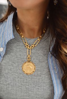 Rhode Necklace – Brinker + Eliza Luxury Vintage Medallion Jewelry, Luxury Timeless Gold Medallion Necklace, Luxury Vintage Medallion Necklace, Luxury Timeless Round Medallion Necklace, Gold Coin Jewelry, Gold Jewels Design, All Day Everyday, Gold Bride Jewelry, Coin Jewelry