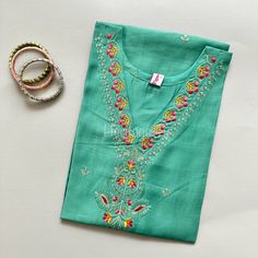 Please Read the listing detail before ordering. If you have any questions regarding sizing please please reach out to us. Beautiful  Sage Green    Reva silk Kurti  with Thread  embroidery  and beautiful floral embroidery all over Kurti  Sleeves: 3/4th  Fabric: Reva Silk  combination of Rayon and Linen feel to it.  Neck line is V-neck  Sizes   Medium 38  Large      40  XL           42  XXL         44 3XL          46  4XL          48 5XL          50  40" in length  3/4th sleeves  ⚠️Dupatta , and P Semi-stitched Green Set With Floral Embroidery, Green Floral Embroidered Straight Kurta Set, Green Cotton Sets With Floral Embroidery, Green Floral Embroidery Sets Unstitched, Green Embroidered Fabric With Dori Work, Embroidered Pista Green Salwar Kameez For Spring, Traditional Blouse Piece For Spring Festivals, Traditional Festive Blouse Piece For Spring, Embroidered Green Summer Sets