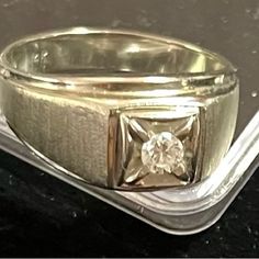 Very Nice Vintage Ring 14k Men White Gold With Diamond. The Ring It Self Weighs 7 Grams And It Comes With A Single Diamond, Size 10. I Have The Cheapest Price On Gold, $65 A Gram, Below Market Price. Enjoy Wearing Them And Sell Them Later For Almost The Same Price. All Sale Are Final Gold Men Ring, Market Price, Men Ring, Mens Accessories Jewelry, Vintage Ring, Vintage Rings, Rings For Men, Mens Accessories, White Gold