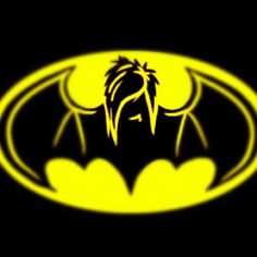 the batman symbol is shown in black and yellow