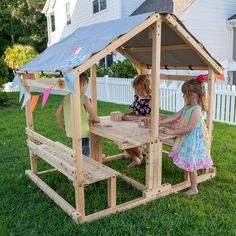 "Funphix Kids Klubhouse gets toddlers excited about creating something with their hands – something they can play in and feel proud of. The kit includes all the parts your little construction worker needs to build a multipurpose, indoor/outdoor playhouse. The house is easy to assemble and take apart and is sturdy for safe playtimes. With a table and 2 benches inside, kids have somewhere to draw, craft, read, or chat with their friends. Remove the table to create more playing space, and let your