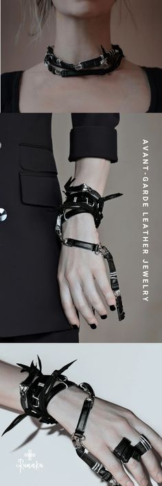 Leather Bracelet Avant-garde Vegan Jewelry Gender Neutral Cuff Oversize Versatile Black Necklace Maximalist Women Bracelet Party Accessory - Etsy Edgy Accessories Jewelry, Avant Garde Vegan, Bracelet Party, Vegan Jewelry, Edgy Accessories, Women Bracelet, Arm Cuff, Avant Garde Fashion, Black Jewelry