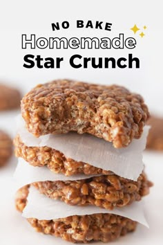 no bake homemade star crunch cookies stacked on top of each other