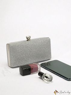 BirdinBag - Chic Rhinestone Mini Square Bag with Glitter, Ideal Bridal Purse for Weddings, Proms & Parties Silver Bag, Bridal Purse, Silver Bags, Inch Bag, Word Wrap, Prom Party, Square Bag, Evening Bags, Bag Lady