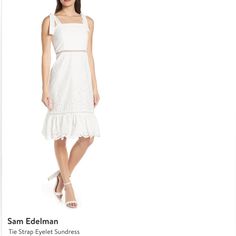 Sam Edelman - White Eyelet Sundress Never Worn Elegant Summer Midi Dress For Daytime, Elegant Midi Dress For Summer Daytime, Elegant Fitted Daytime Dress, Elegant Fitted Dress For Daytime, Feminine Fitted Midi Dress For Daytime, Elegant Knee-length Dresses For Daytime, Elegant Knee-length Daytime Dresses, Elegant Midi Length Daytime Dress, Elegant Fitted Midi Dress For Daytime