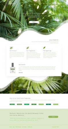 an image of a website page with green leaves on the bottom and bottom half of it