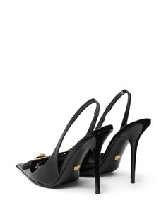 Find VERSACE Gianni 120mm Leather Pumps on Editorialist. black leather Medusa Head motif gold-tone hardware pointed toe slingback strap branded leather insole 120mm high heel Versace Heels, Medusa Head, Black Pumps, Leather Pumps, High Heel, Versace, Top Brands, High Heels, Black Leather