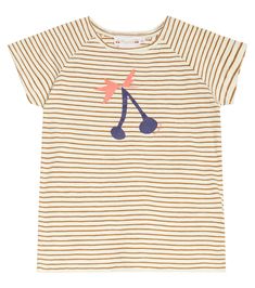 Bring retro flair into your little one's luxury edit with Bonpoint's Asmae striped T-shirt. Made from comfortable cotton jersey, it's finished with a printed cherry motif and logo detailing. | Bonpoint Asmae striped cotton jersey T-shirt Playful Striped T-shirt For Spring, Playful Striped Cotton Tops, Short Sleeve Tops With Signature Stripes For Spring, Spring Short Sleeve Tops With Signature Stripes, Retro Striped T-shirt For Summer, Striped Tops With Graphic Print For Summer, Summer Striped Tops With Graphic Print, Trendy Cotton T-shirt With Contrast Stripes, Cute Striped Short Sleeve T-shirt