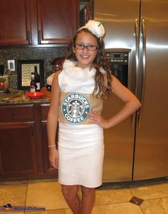 Starbucks Vanilla Latte Costume Starbucks Vanilla Latte, Starbucks Vanilla, Pumpkin Halloween Costume, Hallowen Ideas, Homemade Costume