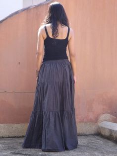 All items are shipped by Thailand Post .Free upgrade to D.H.L. Express when you buy 2 items or more. The USA only Please leave a phone number with orders . US sizing fits XS - XL please check the sizes in inches in the description. This lovely Boho long skirt is made from 100% cotton soft and very comfortable .The skirt is in three tiers and has a full elastic waist band . A great piece to wear with a tight or cropped top . Its is very comfy to wear and easy to care for just wash cold cycle hang Solid Bohemian Ruffled Skirt, Bohemian Ruffled Skirt In Solid Color, Solid Color Bohemian Ruffled Skirt, Bohemian Style Solid Color Lined Skirt Bottoms, Bohemian Solid Color Lined Skirt, Bohemian Gathered Skirt Solid Color, Bohemian Gathered Skirt In Solid Color, Bohemian Solid Color Gathered Skirt, Bohemian Style Skirted Bottoms