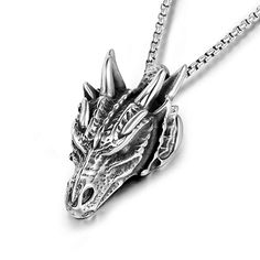 Vikings Jewelry-Punk Vintage Stainless Steel Dragon Head Pendant Necklaces For Men Biker Domineering Animal Necklace Fashion Amulet Jewelry Gift Tpye: Stainless Steel Pendant Style 9: Men's Stainless Steel Jewelry Style 8: Festivals/Birthday/Halloween Gift Style 7: Jewelry Wholesale Style 6: Fashion Jewelry Style 4: Birthday Gift Style 3: Animal Necklace Style 2: Dragon Pendant Style 1: New in Style: Punk Shape\pattern: Animal Pendant Size: 42*19mm Other Style: Fashion, Cool, Vintage, Biker, Viking, Nordic Origin: 3256805549385791 Occasion: Wedding, Anniversary, Engagement, Gift, Party Occasion: Party Necklace Type: Pendant Necklaces Necklace Length: 500mm,600mm,700mm Metals Type: Stainless Steel Material: Metal Item Type: Necklaces Detail Name: Punk Vintage Stainless Steel Dragon Head Pen Punk Men, Head Necklace, Animal Necklace, Punk Vintage, Animal Head, Dragon Necklace, Necklace Men, Head Jewelry, Mens Jewelry Necklace