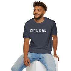 Celebrate Your Father-Daughter Bond with Our 'Girl Dad' T-Shirt – Comfort and Style in One! Show off your pride as a dedicated dad with our 'Girl Dad' unisex soft-style t-shirt. Made from incredibly soft materials, this tee offers a new level of casual comfort, perfect for any occasion. Whether you're attending a family outing, a casual event, or simply enjoying quality time with your daughter, this t-shirt is your go-to choice for both style and comfort. Crafted from 100% ring-spun cotton for solid colors, this lightweight fabric (4.5 oz/yd² or 153 g/m²) ensures a blissfully soft feel all year round. Heather colors and sports grey variants include polyester for added durability. The classic fit, combined with a crew neckline, provides a clean, versatile style suitable for both formal and Father's Day Cotton T-shirt With Slogan, Father's Day Cotton Slogan T-shirt, Father's Day Family Cotton T-shirt, Father's Day Funny Text Cotton T-shirt, Father's Day T-shirt With Funny Text In Relaxed Fit, Casual Slogan Shirt For Father's Day, Family Matching Slogan Cotton T-shirt, Father's Day Funny Text Cotton Tops, Casual Crew Neck Tops For Father's Day