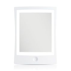 an electronic device with a white background and no image on the screen, it appears to be in use