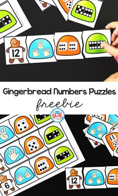 the gingerbread numbers puzzles are free for kids to practice their number identification and counting skills