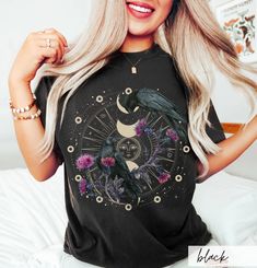 Celestial Ravens and Thistles Comfort Colors Shirt Bird Lover - Etsy Mystic Mama, Ice Cream Gift, Favorite Questions, Comfort Colors Shirt, Bird Lover, Floral Gifts, Bird Lovers, Ravens, Dye T Shirt