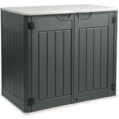 an outdoor storage box with two doors