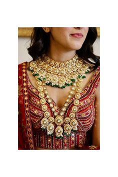 Full bridal Kundan set to enhance your beauty! Saying your vows and taking blessings from your dear ones on your special day! Make your wedding a little more special in our designer bridal set! Trendy, eye catching  choker and long necklace set is handcrafted with shimmering kundan stones, interlaced with pink and mintgreen beads.  The complete bridal set comprises of 9 pcs including a long necklace, a princess necklace, pair of beautiful jhumka earrings with kaan chains, a mathapatti, an armlet Bollywood Wedding Dupatta With Intricate Design, Bollywood Style Wedding Dupatta With Intricate Design, Kundan Sets With Intricate Design For Wedding, Kundan Bridal Necklace For Diwali Marriage, Bollywood Kundan Bridal Accessories For Marriage, Kundan Wedding Sets With Intricate Design, Kundan Bridal Necklace For Marriage During Diwali, Traditional Kundan Bridal Sets For Marriage, Gold Dupatta With Intricate Design For Wedding