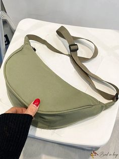 Bird in Bag - Small Nylon Hobo Bag for Students with Single Shoulder Strap Bird In Bag, Bag Straps, Hobo Bag, Small Bags, Shoulder Strap, Size Medium, Zipper, Green