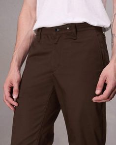 Crafted from a cotton blend that's soft and ultra-versatile, these are our ideal pants. They're woven with stretch for enhanced ease and movement while retailing a tailored, slim fit. Dark Brown 29 Brown Chino Pants, Brown Chinos, Men Apparel, Chino Pants Men, Mens Chinos, Chinos Pants, Fit Style, Rag & Bone, Bottoms Pants