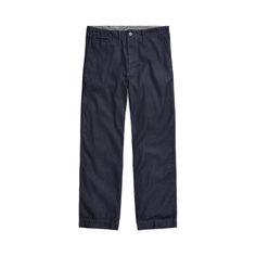 Classic-fitting pants made with 11 oz. indigo-dyed Japanese denim. Rinsed. Sanforized® to minimize shrinkage. Classic Washed Blue Bottoms With Five Pockets, Classic Indigo Wide Leg Bottoms, Classic Indigo Jeans With Relaxed Fit, Navy Straight Leg Cotton Jeans, Dark Wash Selvedge Bottoms For Work, Classic Cotton Tapered Leg Jeans, Navy Straight Leg Denim Jeans, Classic Washed Blue Jeans For Work, Classic Cotton Jeans With Tapered Leg