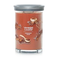 yankee candle cinnamon stick in glass jar on white background with clipping for label design