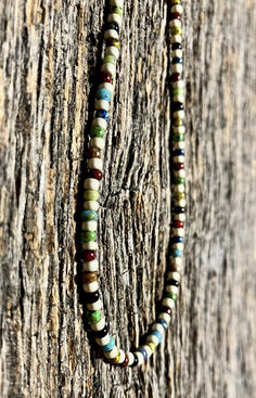 Colorful Seed Bead Necklace
16 inches with an antique toggle clasp Southwestern Style Multicolor Necklace For Beach, Earthy Necklaces With Round Beads For Festivals, Earthy Necklace With Round Beads For Festivals, Hippie Style Colorful Beaded Necklaces Gift, Festival Heishi Bead Necklaces With Tiny Beads, Heishi Bead Necklaces With Tiny Beads For Festivals, Bohemian Heishi Beads Necklace With Beaded Chain, Earthy Beaded Necklaces With Colorful Beads As Gift, Earthy Colorful Beaded Bracelets For Festivals