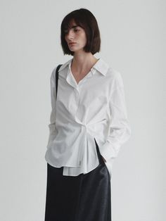 This product is an open-collar cross oversized shirt that brings a modern twist to the traditional button-up. The cross front detail adds a unique design element, while the oversized fit ensures a contemporary, relaxed style. It's a versatile shirt that can be dressed up for the office or styled for a casual, off-duty look. - The open collar enhances the neckline, offering a flattering and comfortable fit.- Its oversized silhouette provides a breezy, effortless chic appeal that's both trendy and timeless.- The long sleeves with buttoned cuffs maintain a classic shirt aesthetic, allowing for easy adjustments to the sleeve length.- Made from a lightweight fabric, this shirt promises to keep you cool and comfortable throughout the day. Exaggerated Collar, Open Shirt, Hacks Clothes, Shirt Aesthetic, Half Sleeve Shirts, Wrap Shirt, Fashion Hacks, Fashion Hacks Clothes, Oversized Silhouette