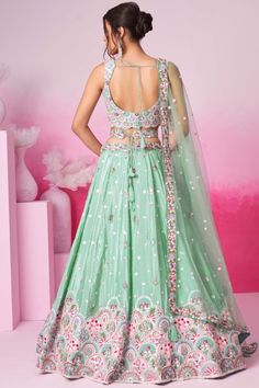 Description: Elevate your style with our Seagreen Multi Thread-White Sequins Chiffon Embroidered Lehenga choli. Made from high-quality chiffon, this lehenga choli showcases stunning embroidery and intricate sequin work. Perfect for any occasion, this lehenga choli will make you stand out and feel confident. About: Color Seagreen Fabric Chiffon Occasion Party Wear Wedding Wear Style Lehenga Choli Work Embroidery, Sequinned Chest 38 Lehenga Length 43 NOTE : Originally stitched in size 38 but can b Indo Western Gown, Sequence Blouse, Saree Petticoat, Full Sleeve Blouse, Lehenga Skirt, Embroidered Lehenga, Ready To Wear Saree, Half Sleeve Blouse, Gold Chain With Pendant