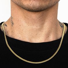 This 18k Yellow Gold Solid Miami Cuban Chain is a stunning and bold accessory for men who appreciate unique design and superior quality. Made with authentic 18k yellow gold, this chain features a sturdy and impressive pattern of interlocking Miami Cuban links that create a strong and distinctive look. The Lobster Lock ensures that the chain stays securely fastened around your neck. This chain is perfect for those who want to make a statement and comes in various lengths to suit your preference a Men Gold Chain, 10k Gold Chain, Clean Gold Jewelry, Miami Cuban Link, Bold Accessories, Miami Cuban, Popular Color, Cuban Chain, Cuban Link