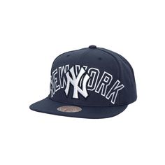 Highlight your fierce devotion to the New York Yankees by grabbing this Full Frontal cap. Constructed by Mitchell & Ness, this hat features the team's wordmark and logo embroidered on the crown in a unique design. The snapback construction and soft fabric will make this New York Yankees cap a go-to on game day.Highlight your fierce devotion to the New York Yankees by grabbing this Full Frontal cap. Constructed by Mitchell & Ness, this hat features the team's wordmark and logo embroidered on the Sports Fitted Hat With Letter Print And Flat Bill, Throwback Baseball Cap For Streetwear, Collegiate Snapback Hat For Streetwear, Collegiate Snapback Fitted Hat For Streetwear, Navy Snapback Hat For Sports Events, Throwback Trucker Hat For Streetwear, Throwback Hats For Sports Events, Collegiate Navy Baseball Cap With Flat Bill, Navy Collegiate Snapback Hat For Baseball Season