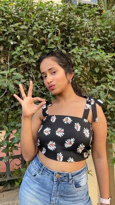 This is a handmade two- way women crop top with a cute daisy print all over. The top can be worn in two ways- one  like a tube and other one with smocked front. Daisy Crop Top, Women Crop Top, Cropped Tops, Daisy Print, Black Colour, Black Crop Tops, Dress Clothes For Women, Women Crop, Crop Tops Women