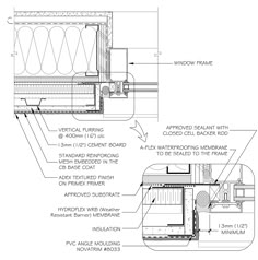 an architectural drawing shows the details of a window frame and how it's made