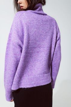 Our Cozy Purple Turtleneck Sweater is a stylish and comfortable addition to your wardrobe, ideal for everyday wear and keeping you warm during the cooler months. Trendy Purple Hue: The sweater comes in a beautiful shade of purple, a trendy and versatile color that adds a touch of elegance to your daily outfits. Luxurious Fabric Blend: Made from a blend of 51% Acrylic, 46% Polyester, and 3% Wool, this sweater is incredibly soft and comfortable, perfect for all-day wear. Classic Turtleneck Design: Purple Turtleneck, Tan Scarf, Classic Turtleneck, Knitwear Tops, Purple Hues, Trendy Colors, Shades Of Purple, Luxury Fabrics, Hat Hairstyles