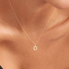 Add the sunshine to your look and shine from day till night. A chance to cherish the loveliest memories you shared with your loved ones. Choose your own day, gift in your own way on a birthday, your special day or a sunny Friday. D E T A I L S   * Made to Order. * 100% 14k Solid Gold * Choice of Gold Color: Yellow Gold, Rose Gold, White Gold * Pendant Height: 12 mm / 0.47 inch *  Pendant Width: 11 mm / 0.43 inch * Length: 14", 16", 18", 20", 22" (Got a little note that can help you in the photos 14k Yellow Gold Sun Design Necklace, Everyday 14k Gold Celestial Jewelry, Gold Sun-shaped Jewelry For Everyday, Celestial Yellow Gold Charm Necklaces, Celestial Yellow Gold Charm Necklaces For Everyday, Everyday Celestial 14k Gold Jewelry, Elegant Yellow Gold Sun-shaped Jewelry, Elegant Sun-shaped Jewelry For Gifts, Elegant Sun-shaped Jewelry Gift