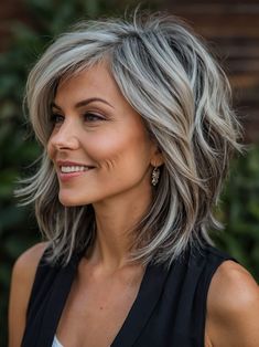 Discover a range of trendy haircuts for women over 50whether you wear glasses or notIn this arti Haircuts For Medium Length Hair, Layered Haircuts For Medium Hair, Haircuts For Medium Hair, Haircut And Color, Penteado Cabelo Curto, Medium Length Hair Cuts, Great Hair