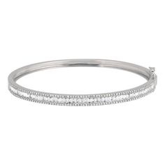 14K White Gold Baguette Diamond Bangle Fine Jewelry White Gold Bangle With Baguette Diamonds, White Gold Bangle With Baguette Diamonds, Diamond White Baguette Diamond Bangle Bracelet, Diamond White Bangle With Baguette Diamonds, Fine Jewelry Baguette Diamond Bangle Bracelet, Modern Diamond Bangle With Baguette Cut, Timeless Baguette Diamond Bangle Bracelet, Classic Baguette Diamond Bangle Jewelry, Modern Baguette Cut Diamond Bangle