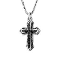 Sterling Silver 1/3 CTW Diamond 39X23MM 22" Religious PendantMake a spiritual statement with religious jewelry. White Gold Cross Jewelry For Spiritual Style, Spiritual White Gold Cross Jewelry, Spiritual White Gold Jewelry With Box Chain, Spiritual Jewelry With Adjustable Chain And Cross Pendant, Spiritual Jewelry With Large Crucifix Pendant, Spiritual Crucifix Jewelry With Large Pendant, Spiritual Cross Necklace With Large Pendant, Symbolic White Gold Cross Pendant Jewelry, White Gold Cross Necklace With Large Pendant