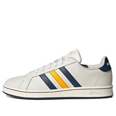 Adidas neo Grand Court Shoes White/Blue/Yellow FY8195 (SNKR) Adidas Yellow Leather Sneakers, Yellow Leather Adidas Sneakers, Yellow Adidas Synthetic Sneakers, Adidas Yellow Synthetic Sneakers, Yellow Adidas Sneakers Synthetic, Yellow Adidas Sneakers With Round Toe, Adidas Neo, Shoes White, Court Shoes