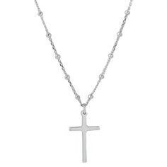 Show off your faith with style! This 925 Cross Pendant necklace is perfect for everyday wear or special occasions. Handcrafted in Italy to the highest standard, the beaded chain adds an eye-catching finish. Silver Cross-shaped Jewelry With Beaded Chain, Silver Cross Jewelry With Beaded Chain, Silver Cross Necklace With Beaded Chain, Silver Cross Necklace With Sterling Clasp, Silver Cross Necklace With Sterling Silver Clasp, Classic Sterling Silver Jewelry With Beaded Chain, Elegant Cross Necklace With Beaded Chain, Classic Silver Chain Necklace With Satellite Chain, Elegant Cross Chain Necklace With Silver Chain