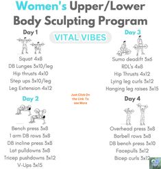 a woman's upper / lower body sculpting program with the text