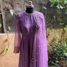 Hand embroidered Anarkali with banarasi chanderi dupatta / anarkali suit set / anarkali dupatta USA / chanderi dress with embroidered net dupatta / Indian dresses/ voggish / lavender dress         Looking for a perfect indian dress/anarkali/suit sets that are trendy, unique and easy to carry !! yess, You are at the right place. we carry such versatile pieces of anarkalis and suit sets that really let you stand out in any occassion !!      featuring this beautiful chanderi dress in lavender color Festive Lavender Dress With Zari Work, Purple Chanderi Anarkali Set For Wedding, Purple Salwar Kameez With Dori Work For Diwali, Lavender Anarkali Dupatta For Festivals, Festive Purple Anarkali Set With Resham Embroidery, Purple Dabka Work Dupatta For Navratri, Festive Lavender Anarkali Set For Eid, Lavender Zari Work Salwar Kameez For Festive Occasions, Anarkali Lavender Sharara With Resham Embroidery