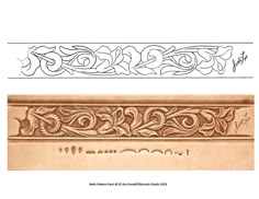 two different types of decorative molds on a white background, one with an ornate design and the other without