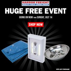 Only two more days left in our Huge Free Event! Visit Harbor Freight and choose from a FREE flip light, tarp, or magnetic tray with purchase, now through 7/14/2019. Get the coupon and see offer details at https://go.harborfreight.com/HugeFree. Free Event, Days Left, Tray, Tools, Instagram Photos, Photo And Video, Instagram Photo