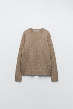 CABLE KNIT 100% CASHMERE SWEATER - Brown / Taupe | ZARA United States Zara Winter Sweater For Workwear, Zara Winter Workwear Sweater, Zara Cable Knit Sweater For Winter, Zara Cable Knit Sweater For Fall, Zara Sweater For Work In Fall, Zara Sweater For Workwear In Fall, Zara Fall Sweater For Work, Zara Sweater For Fall Workwear, Zara Fall Workwear Sweater