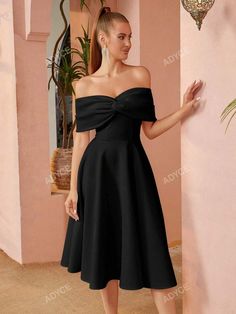 ADYCE Bowknot Off Shoulder Ball Gown Party Dress Prom Dress With Bow For Party Season, Party A-line Dresses With Bow, Cocktail Dress With Bow For Prom Season, Sleeveless Midi Dress With Bow For Party, Party Dress With Bow For Prom Season, Prom Season Party Dress With Bow, Holiday Dresses With Bow For Prom, Holiday Prom Dress With Bow Detail, Cocktail Dress With Bow For Party Season