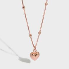 LOVCIA Mini Heart Masculine 925 Sterling Silver Necklace Rose Gold Chain, Mini Heart, Christmas Jewelry, Metal Material, Sterling Silver Necklace, Men Necklace, Solid 925 Sterling Silver, Chain Length, Sterling Silver Necklaces