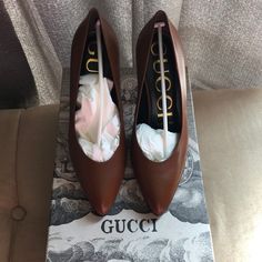 Brand New Chocolate Brown Gucci Heels 36.5. Will Ship With Box. Gucci Almond Toe Heels For Office, Gucci Block Heels In Calf Leather, Gucci Calf Leather Block Heels, Gucci Block Heel Calf Leather Heels, Gucci Pointed Toe Heels For Work, Chic Gucci Heels For Office, Chic Gucci Heels For Business, Gucci Brown High Heel Heels, Gucci Brown High Heels