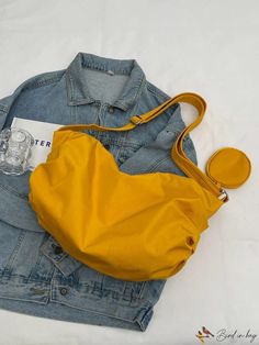 BirdinBag - Versatile Crossbody Bag for Everyday Use: Elegant and Functional Shoulder Bag Ruched Bag, Yellow Style, Novelty Bags, Details Pictures, Word Wrap, Yellow Fashion, College Fashion, Style Minimalist, Casual Elegance